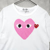 Play Comme des Garçons 白色/粉色心形徽标 T 恤