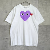 プレイ コム デ ギャルソン ハートロゴ Tシャツ ホワイト / パープル - NEWSED