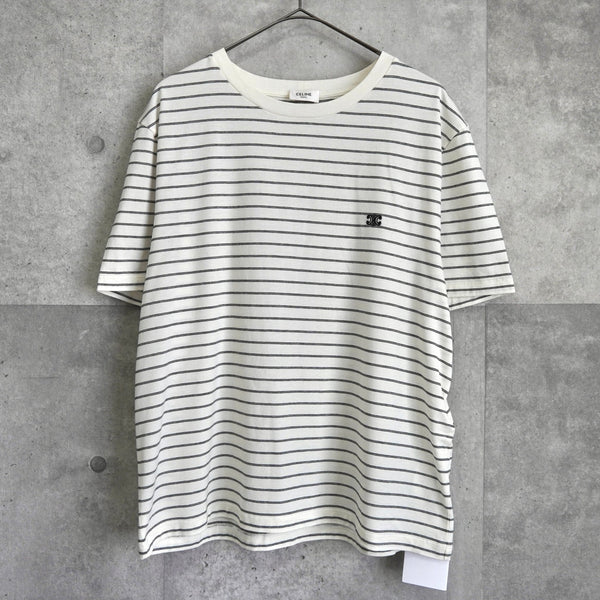 セリーヌ トリオンフ ボーダー柄 Tシャツ ホワイト - NEWSED