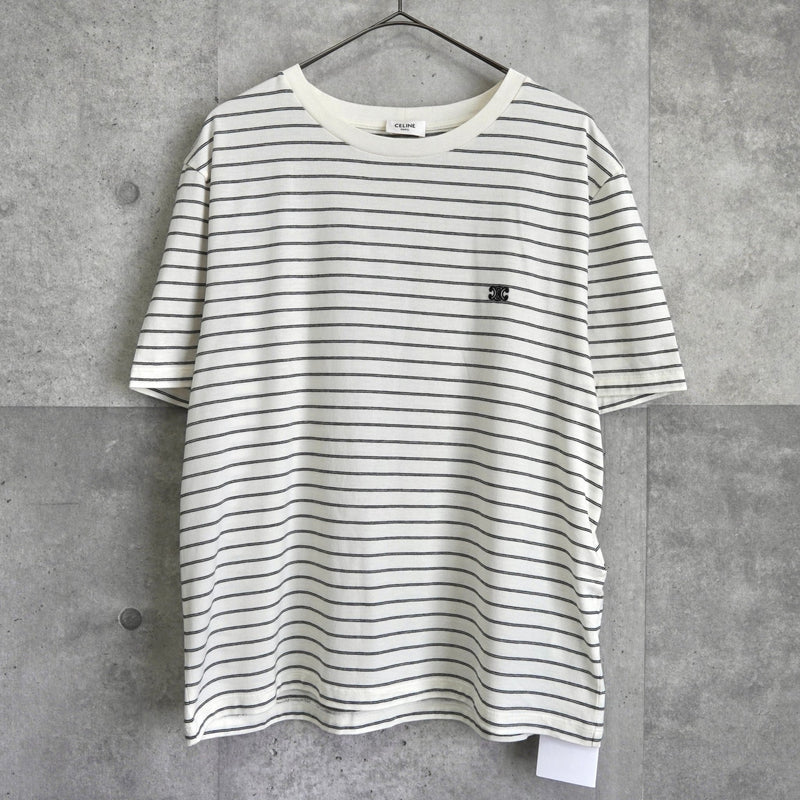 セリーヌ トリオンフ ボーダー柄 Tシャツ ホワイト - NEWSED