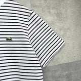 ラコステ ロゴ ボーダー 鹿の子 Tシャツ ブラック × ホワイト - NEWSED