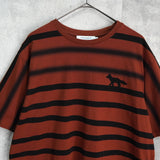 メゾン キツネ フォックス ボーダー Tシャツ オレンジブラウン - NEWSED
