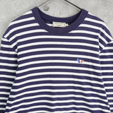 メゾンキツネ トリコロールフォックス ボーダー ロンT 長袖トップス ホワイト / ネイビー - NEWSED