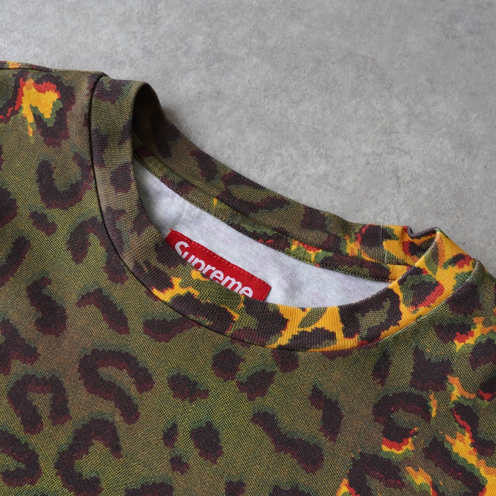 Supreme Small Box Logo Leopard Print Long Sleeve T-Shirt in Khaki