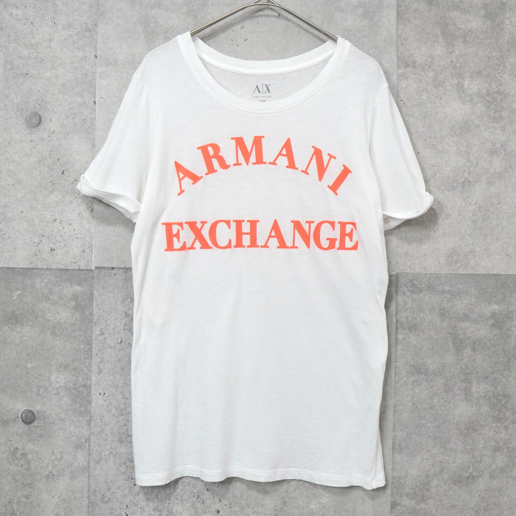 アルマーニ エクスチェンジ 蛍光 ロゴ Tシャツ ホワイト
