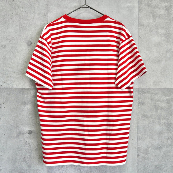グッチ プリント ボーダー柄 Tシャツ レッド / ホワイト - NEWSED