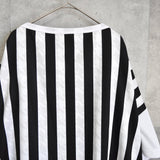 コムデギャルソン オムプリュス 千鳥格子柄 ストライプ柄 変形 オーバーサイズ Tシャツ カットソー ホワイト / ブラック - NEWSED