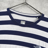 ザノースフェイス ボーダー ロゴ 刺繍 Tシャツ ネイビー / ホワイト - NEWSED