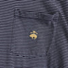 ブルックスブラザーズ ゴールド ロゴ刺繍 ボーダー柄 ポケット Tシャツ ネイビー / ホワイト