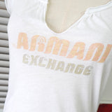 アルマーニ エクスチェンジ ロゴ ダメージ Tシャツ 半袖トップス ホワイト - NEWSED