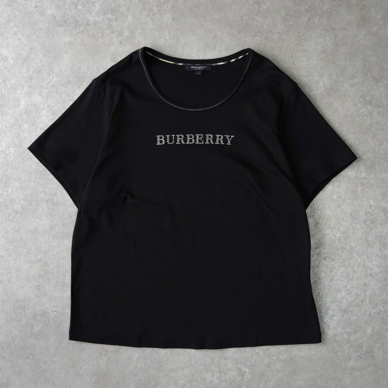 ⭐極美品⭐BURBERRY LONDON ラインストーン Tシャツ カットソー バーバリー ラインストーン ロゴ Tシャツ ブラック レディース
