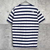 ザノースフェイス ボーダー ロゴ 刺繍 Tシャツ ネイビー / ホワイト - NEWSED