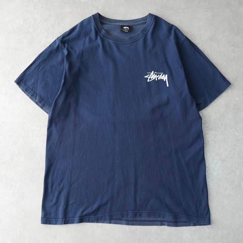 ステューシー ロゴ 両面プリント 半袖Tシャツ ネイビー - NEWSED