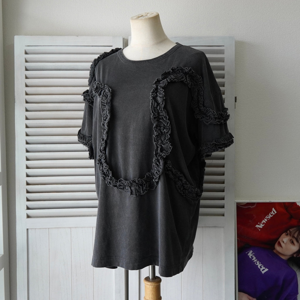 ドリス ヴァン ノッテン フリル 半袖トップス Tシャツ ダークグレー レディース