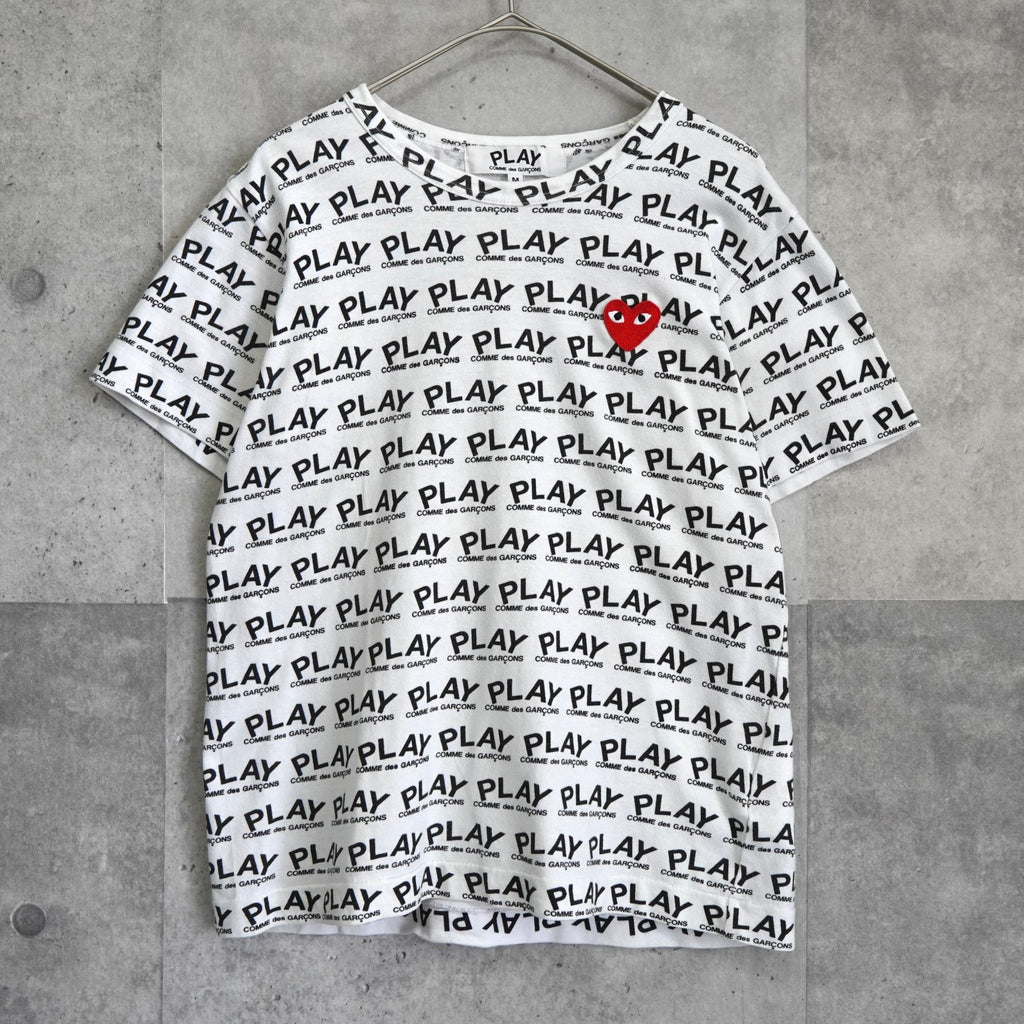 Play Comme des Garçons 白色心形徽标印花 T 恤