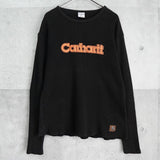 カーハート ワッフル ロンT ロゴ プリント ブラック - NEWSED