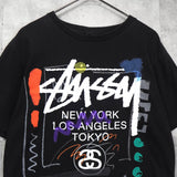 ステューシー ワールドツアー グラフィック Tシャツ ブラック - NEWSED