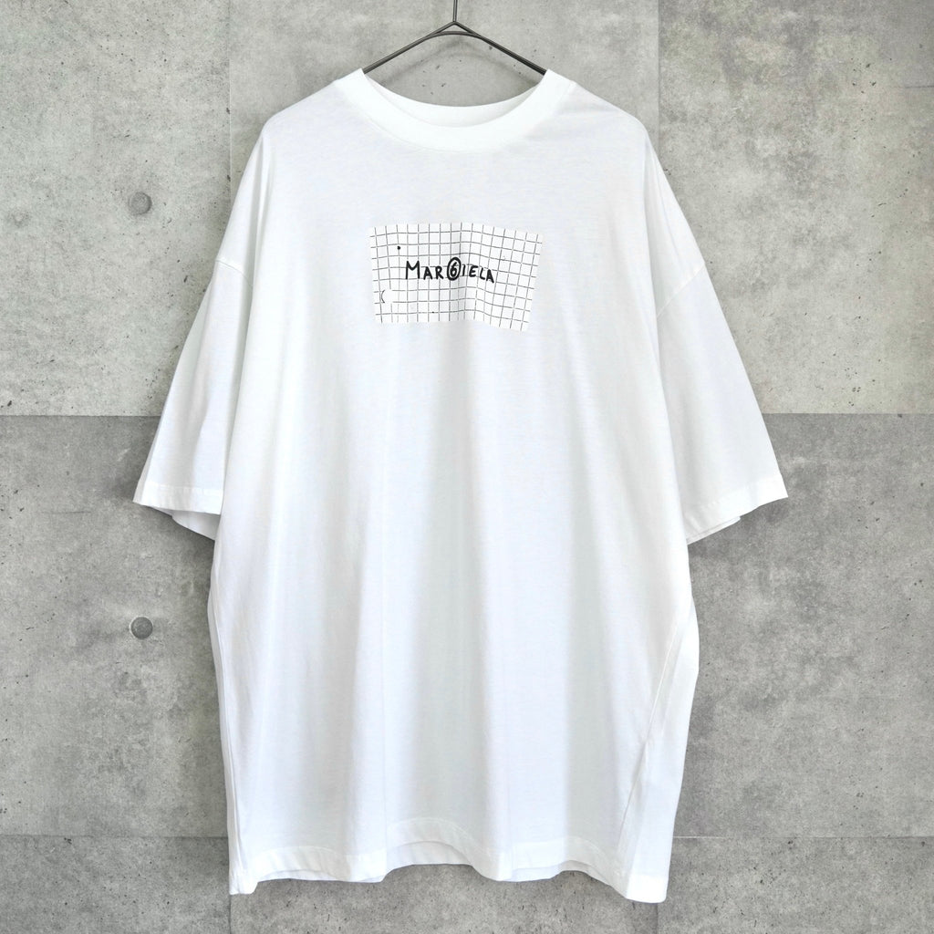 エムエムシックス メゾン マルジェラ ロゴ オーバーサイズ Tシャツ ホワイト