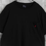 ポロ バイ ラルフローレン ロゴ刺繍 ポケット Tシャツ ブラック - NEWSED