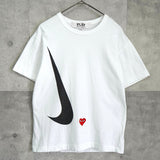 プレイ コムデギャルソン × ナイキ ハートロゴ スウッシュロゴ Tシャツ ホワイト - NEWSED