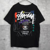 Stüssy 世界巡回赛图案 T 恤（黑色）