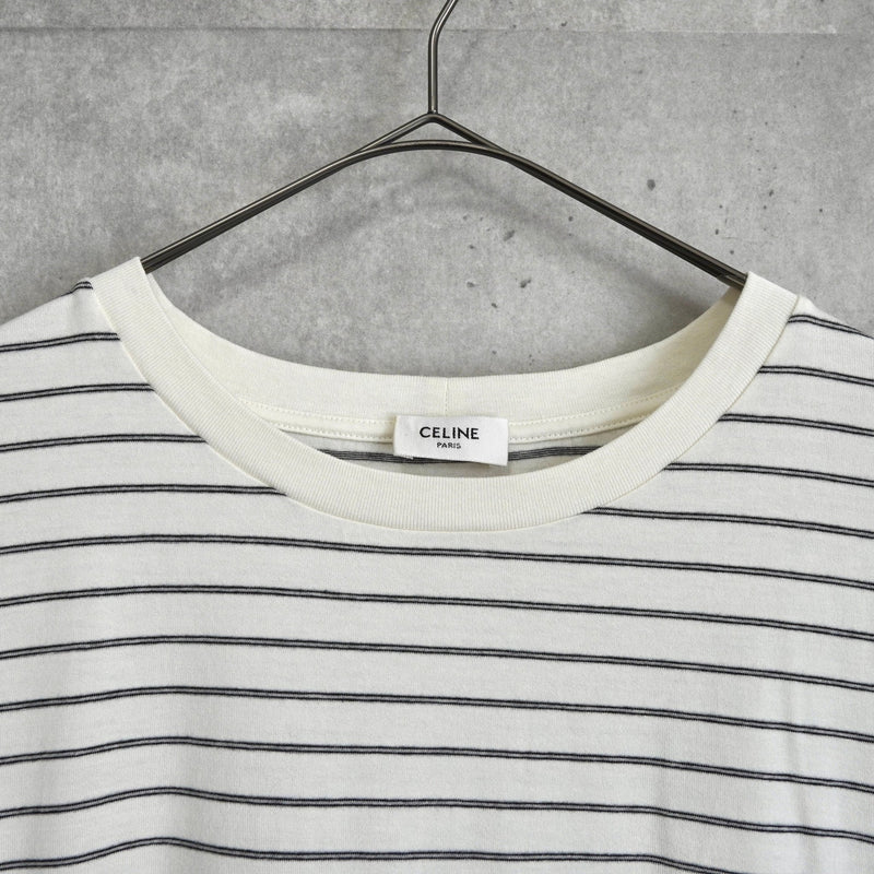 セリーヌ トリオンフ ボーダー柄 Tシャツ ホワイト - NEWSED