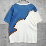 エルメス ホース柄 バイカラー 半袖トップス Tシャツ ブルー / ホワイト - NEWSED