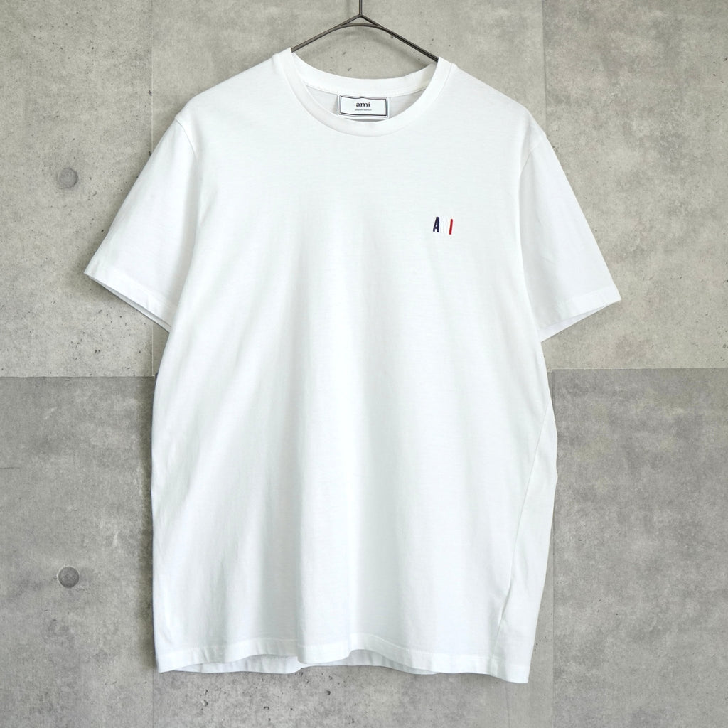 アミパリ アミ パリス ロゴ 刺繍 Tシャツ ホワイト