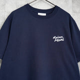 メゾンキツネ ロゴ 刺繍 Tシャツ ネイビー - NEWSED