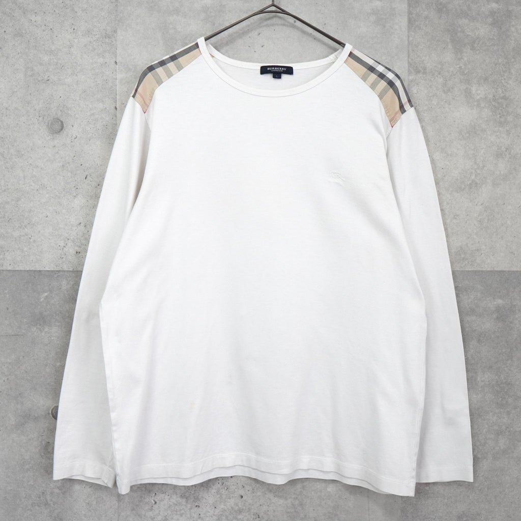バーバリー ノバチェック柄 ロンT ホワイト / ベージュ