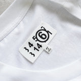 エムエムシックス メゾン マルジェラ カレンダーロゴ フリンジ Tシャツ ホワイト - NEWSED
