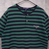 ポロ ラルフローレン 星条旗ロゴ 刺繍 ボーダー柄 Tシャツ グリーン / ネイビー - NEWSED