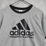 アディダス パフォーマンスロゴ リンガーTシャツ グレー / ブラック - NEWSED