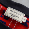 Maison Kitsune 徽标全条纹流苏针织短袖 T 恤，红色和海军蓝
