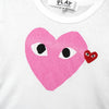 Play Comme des Garçons 白色/粉色心形徽标 T 恤