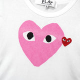 プレイ コムデギャルソン ハートロゴ Tシャツ ホワイト / ピンク - NEWSED