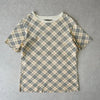 Burberry 马标志刺绣 Nova 格纹 T 恤，象牙色，女款
