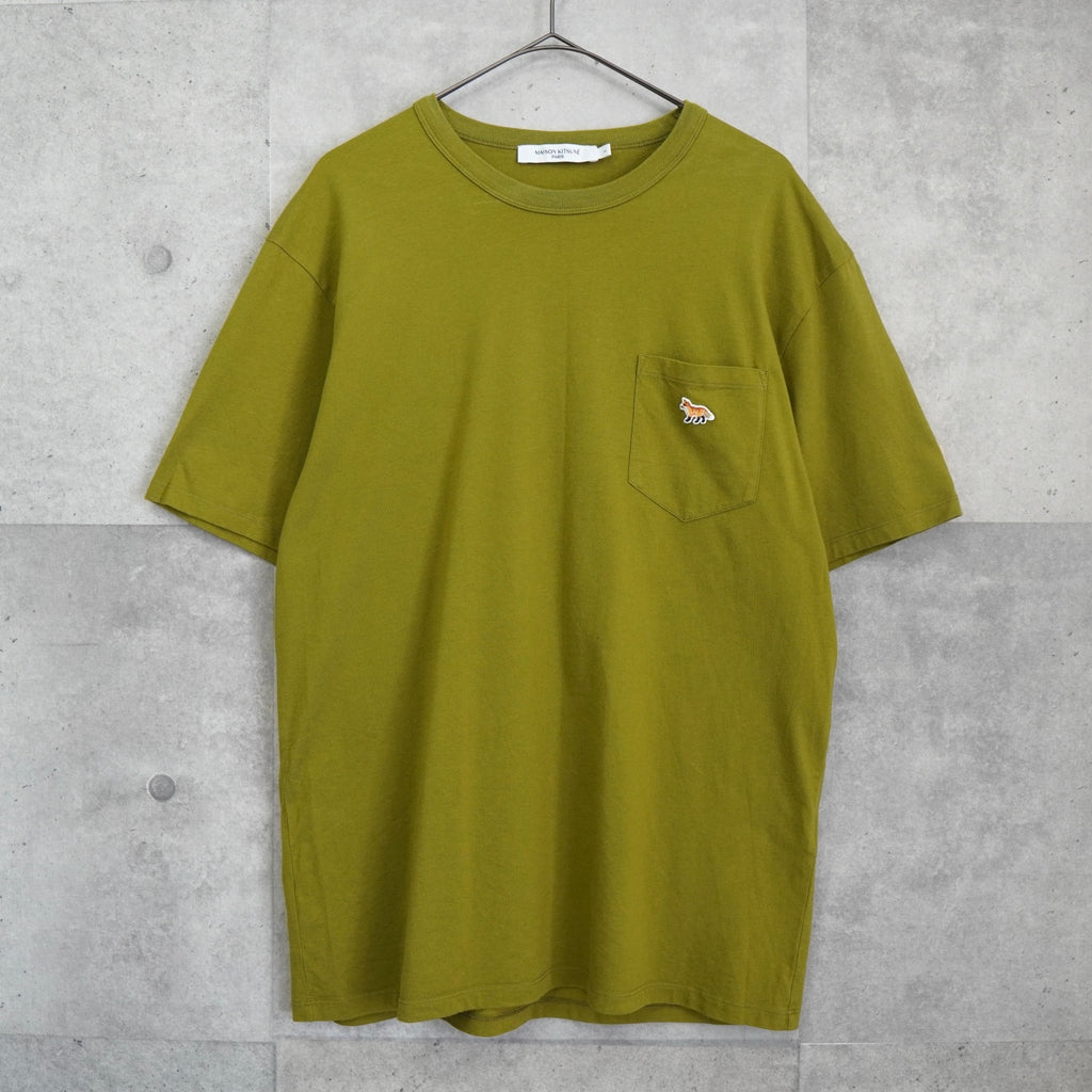 Maison Kitsune 橄榄绿双狐狸口袋 T 恤