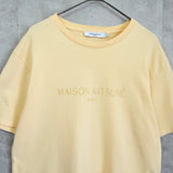 メゾン キツネ ロゴ 刺繍 Tシャツ パステルイエロー - NEWSED