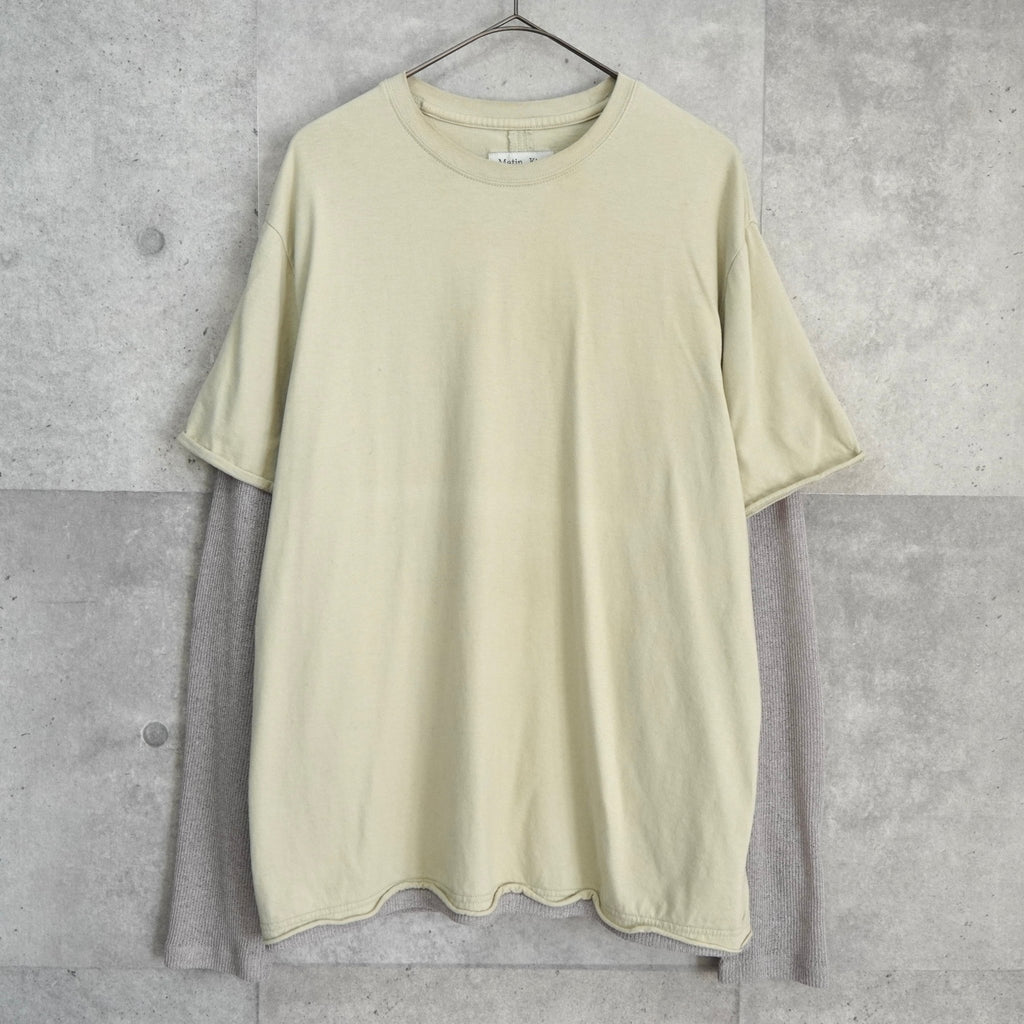 マーティンキム フェイクレイヤード Tシャツ メッシュニット アイボリー