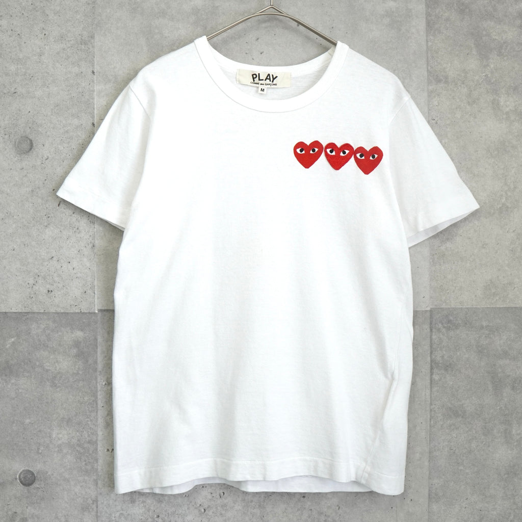 Play Comme des Garçons 白色心形徽标 T 恤