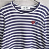 プレイ コムデギャルソン ロンT ストライプ柄 ロゴパッチネイビー AD2016