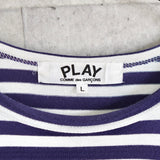 プレイ コムデギャルソン ロンT ストライプ柄 ロゴパッチネイビー AD2016 - NEWSED