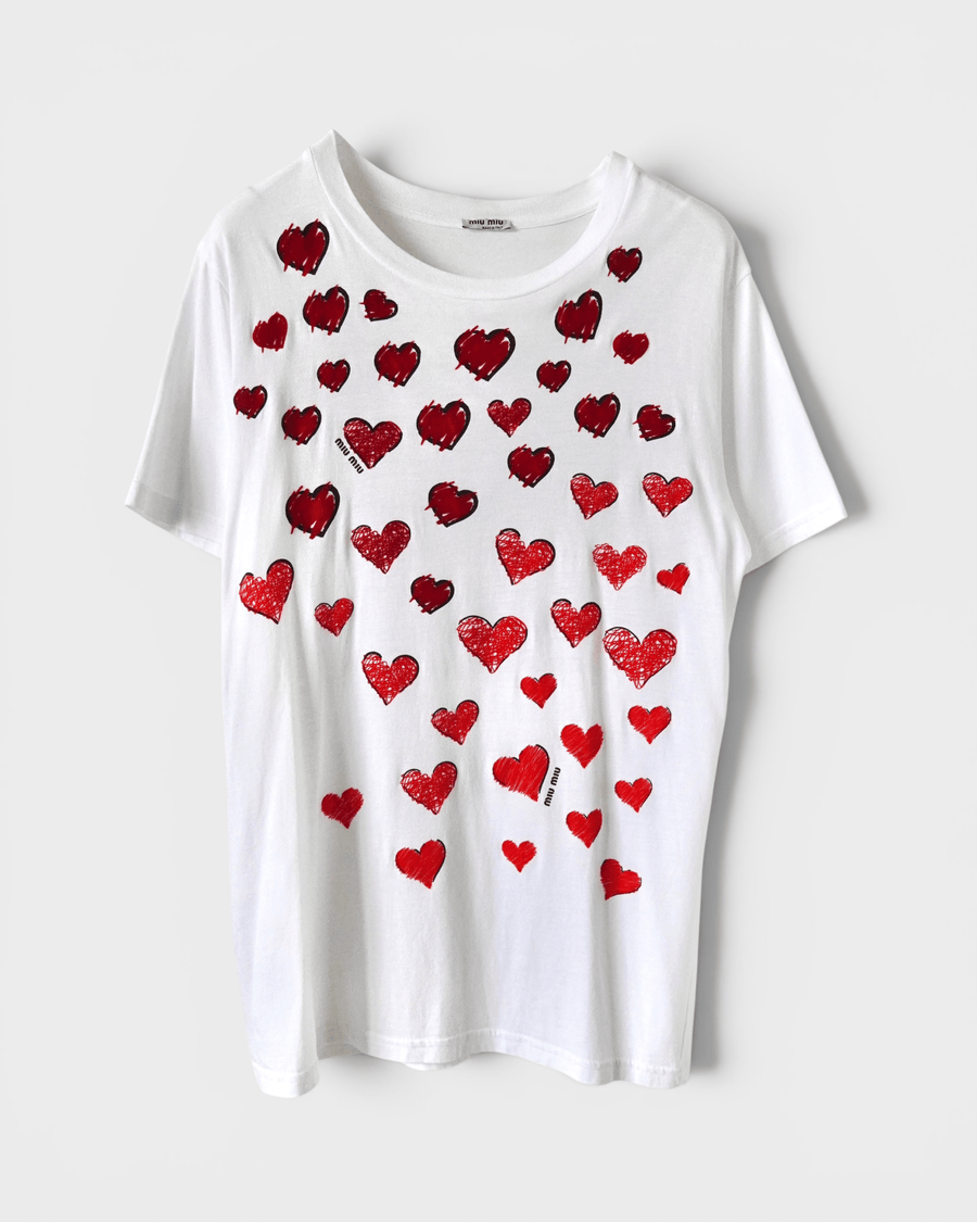 ミュウミュウ ハート Tシャツ ホワイト L レディース - NEWSED