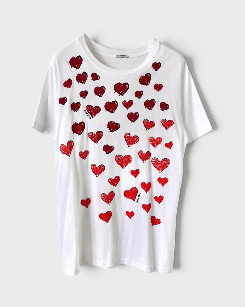 ミュウミュウ ハート Tシャツ ホワイト L レディース