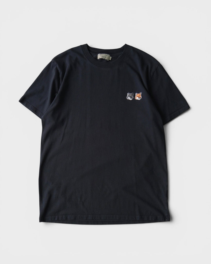 メゾン キツネ ダブルフォックスヘッド Tシャツ ブラック L メンズ