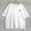 アミ パリス ハート ロゴ 刺繍 ラージフィット Tシャツ トップス ホワイト L〜XL相当