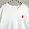 アミ パリス ハート ロゴ 刺繍 ラージフィット Tシャツ トップス ホワイト L〜XL相当