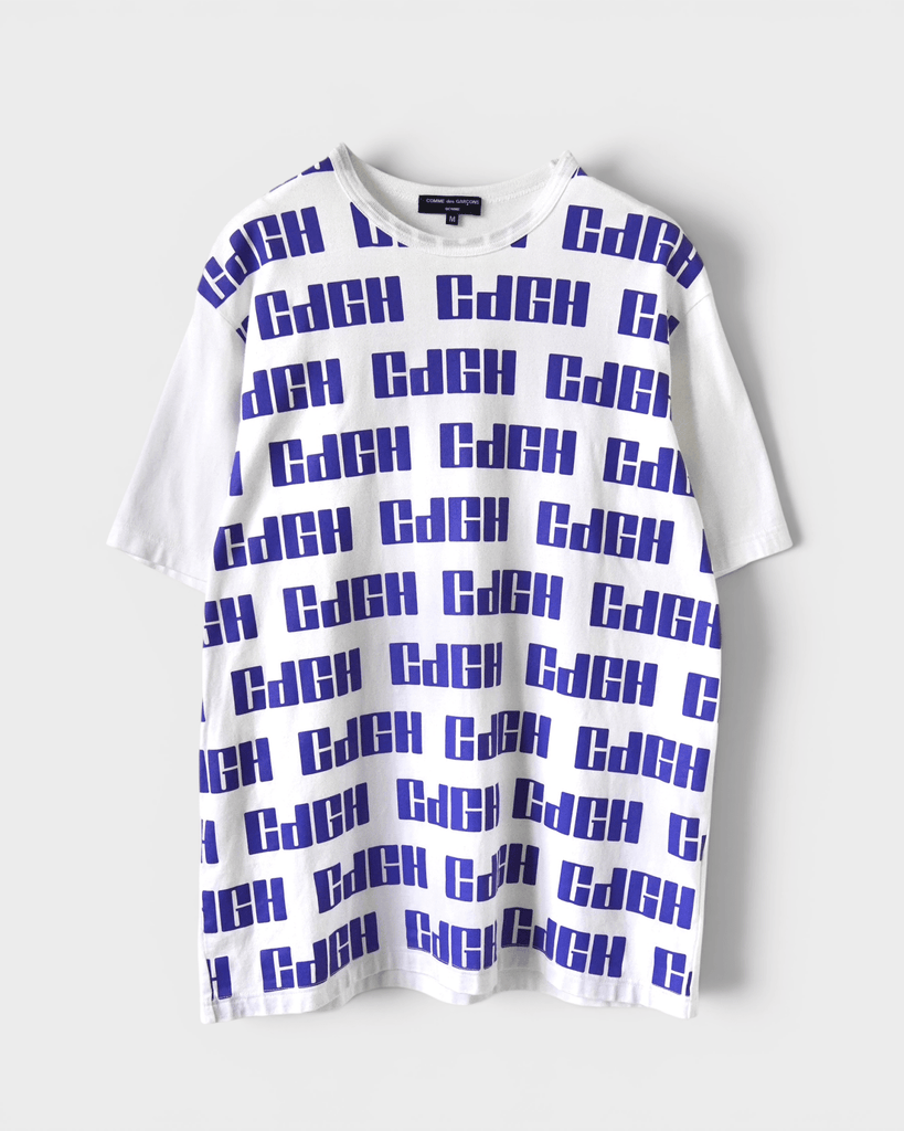 コム デ ギャルソン オム ロゴ 総柄 Tシャツ ホワイト M メンズ レディース