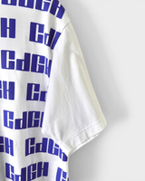 コム デ ギャルソン オム ロゴ 総柄 Tシャツ ホワイト M メンズ レディース - NEWSED